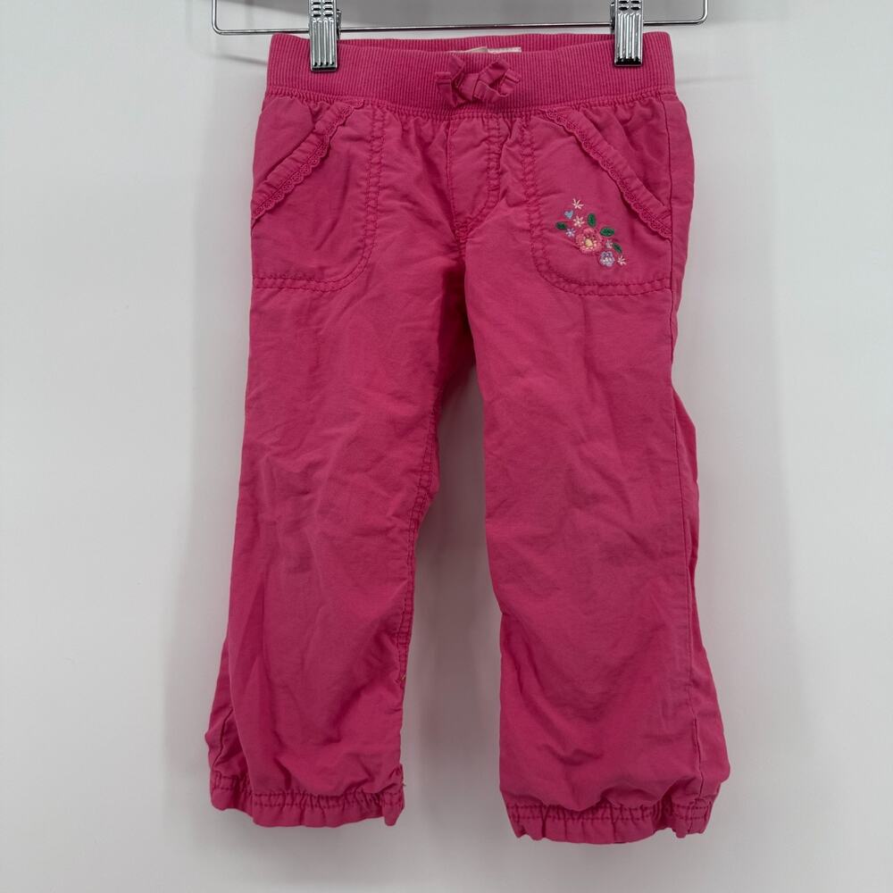 OshKosh‎ Y2K Toddler 2T Girls Pink Cotton Embroidered Heart Pants Pull On